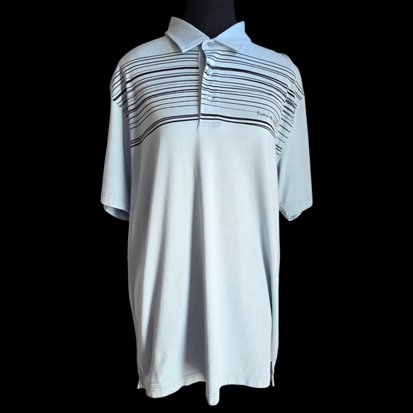 Travis Mathew Sky Blue Striped Polo Shirt With Monogram Size XL - Picture 1 of 8